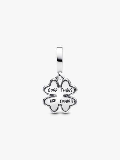 Spinable Four Leaf Clover Lab-Grown Diamond Dangle Charm