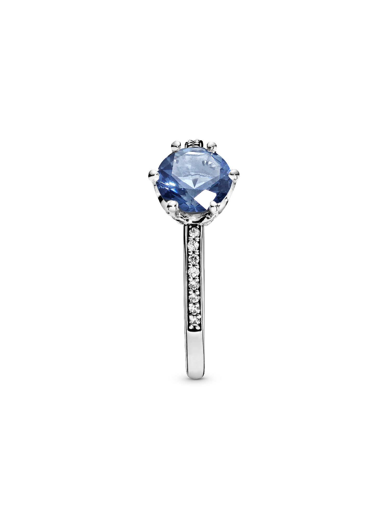 Blue Sparkling Crown Solitaire Ring