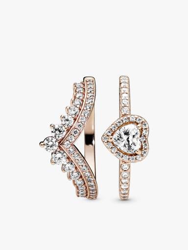 Ensemble de bagues en forme d’os des vœux à superposer Cœur de rose princesse