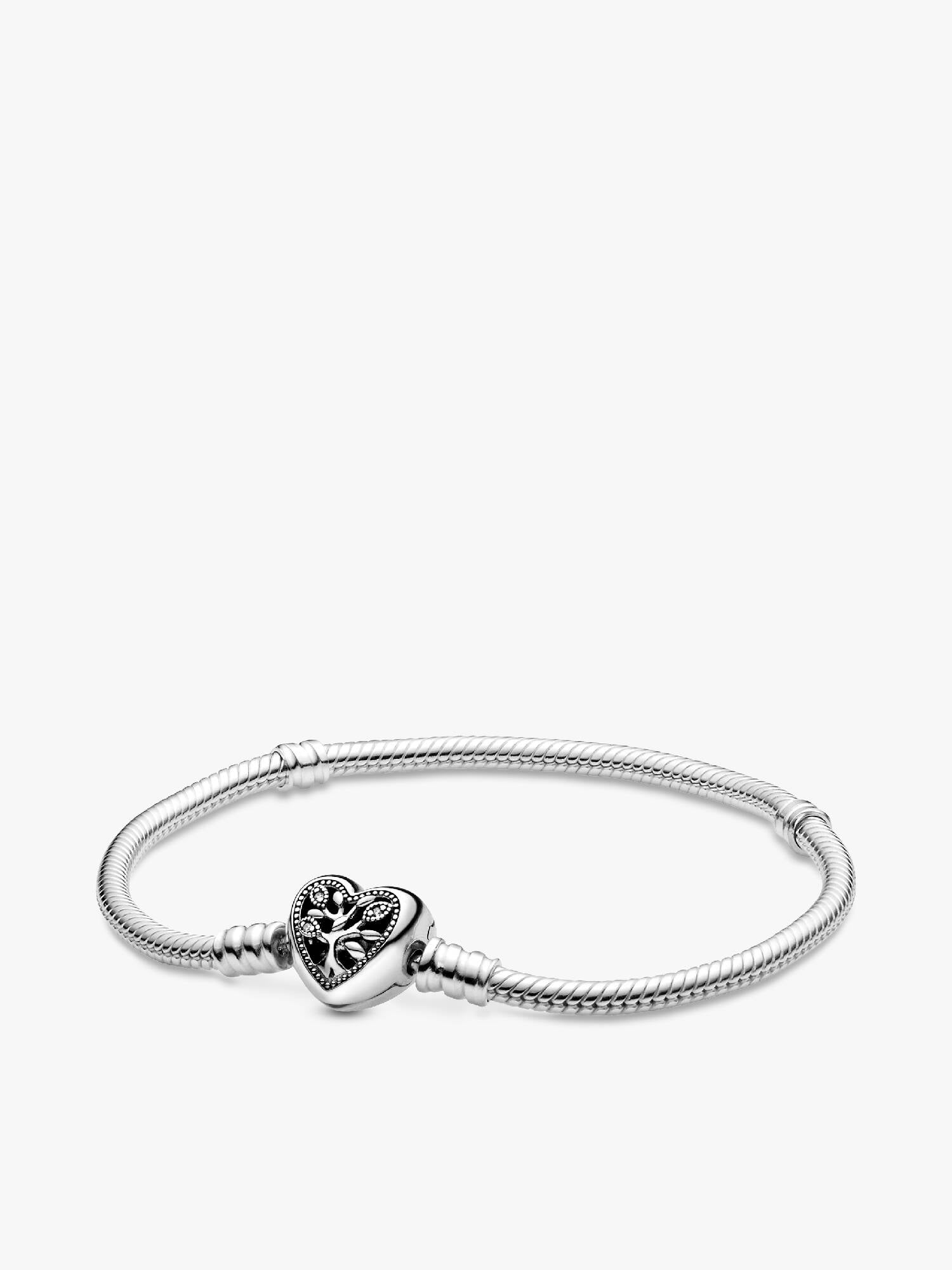 Bracelet à fermoir en cœur à arbre généalogique et à chaîne serpentine Pandora Moments