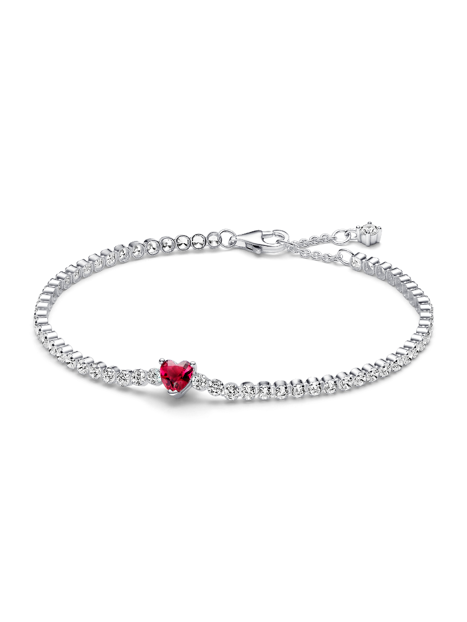 Red Sparkling Heart Tennis Bracelet | Sterling silver | Pandora Canada