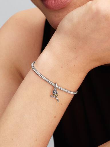 Charm-pendentif Rose enchantée de Belle de Disney avec diamant créé en laboratoire
