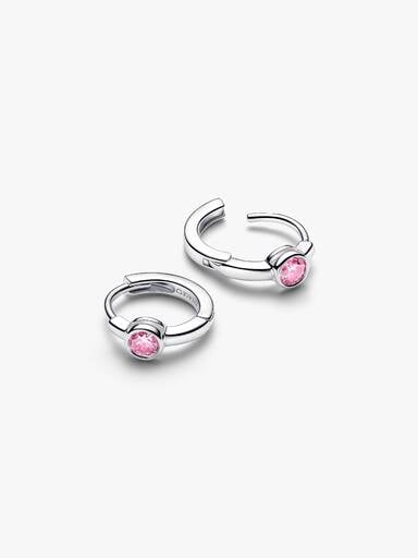 Boucles d’oreilles enveloppantes en argent sterling avec diamant rose créé en laboratoire au serti clos Pandora Era