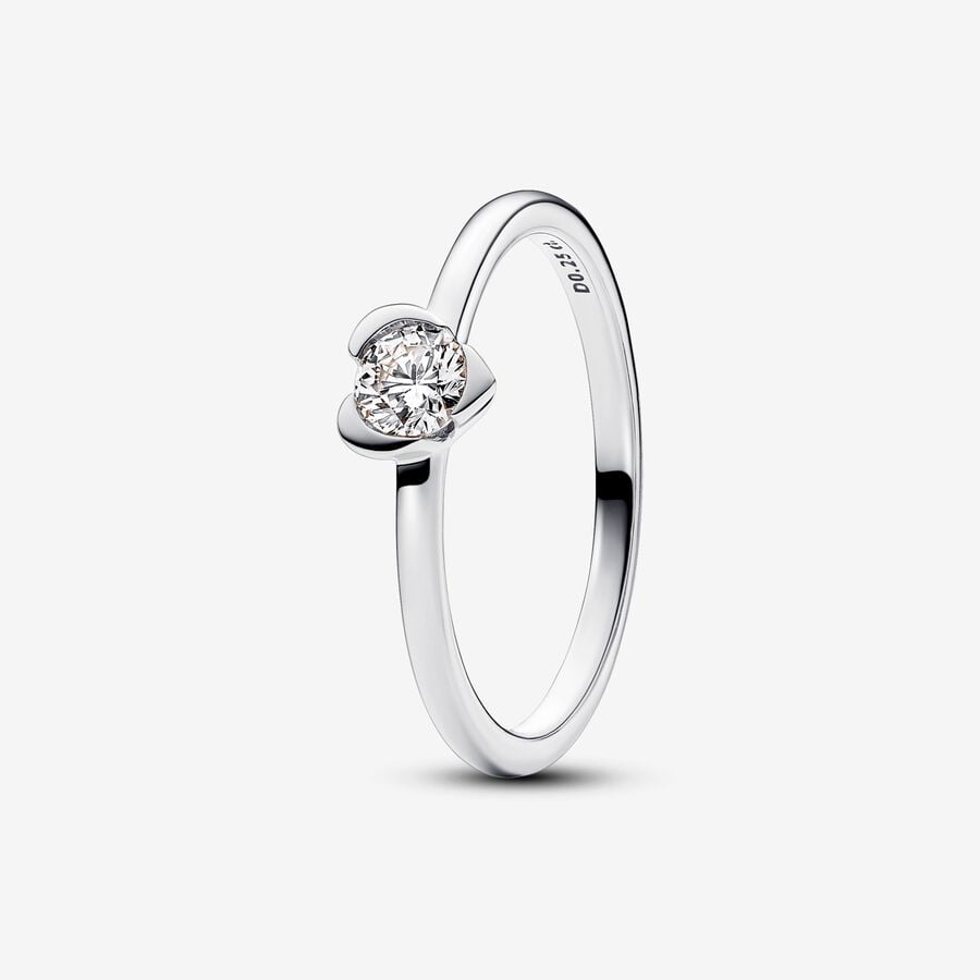 Pandora Talisman diamant cultivé en laboratoire bague cœur avec 0,25 carat tw en argent sterling image number 0