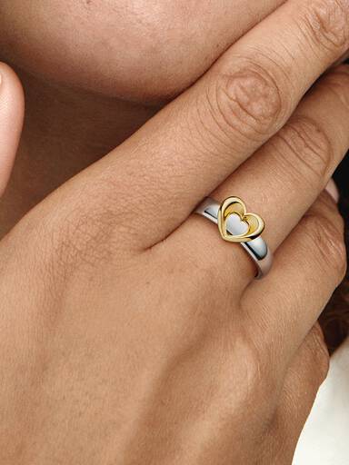 VENTE FINALE - Bague à cœur coulissant radieux deux-tons