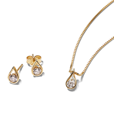 Pandora Infinite Lab-grown Diamond Necklace and Earrings Set 0.75 ct tw 14k Gold