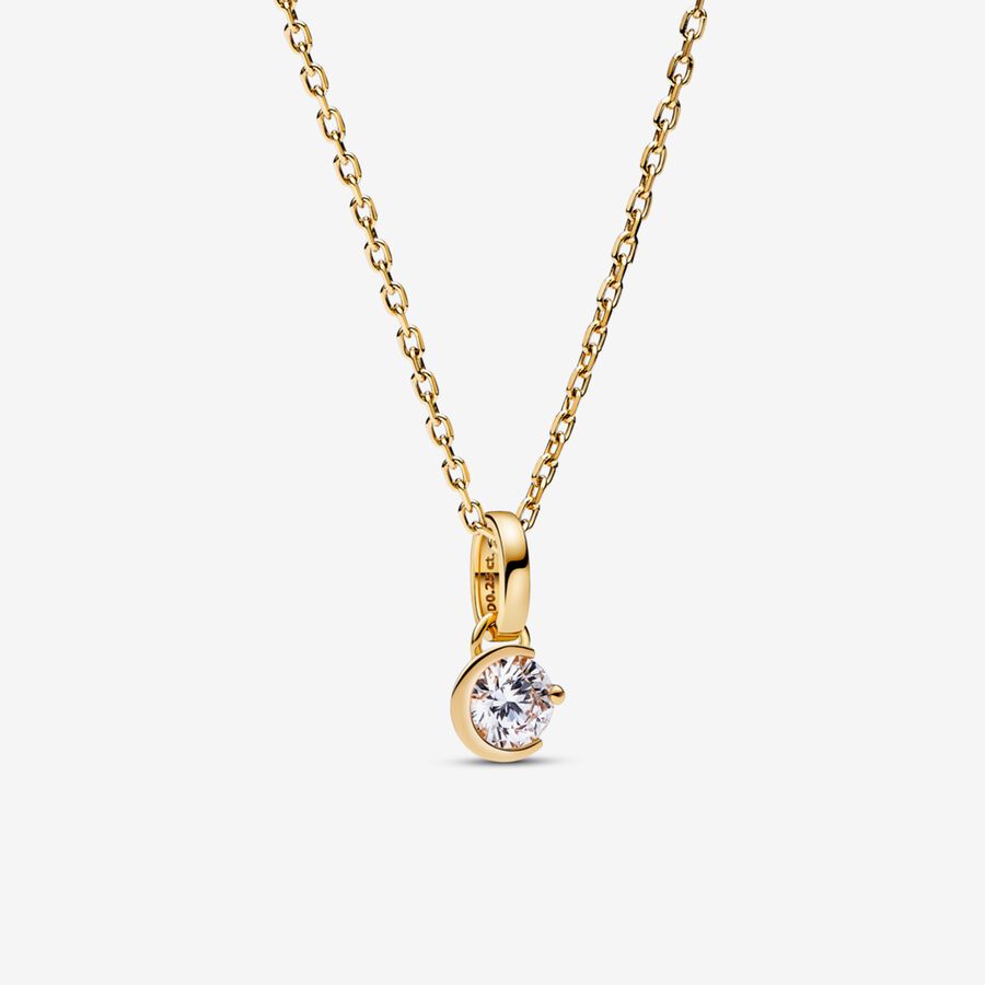 Pandora Talisman cadeau de bijoux en diamant cultivé en laboratoire Collier pendentif de lune avec 0,25 carat TW en or 14K image number 0