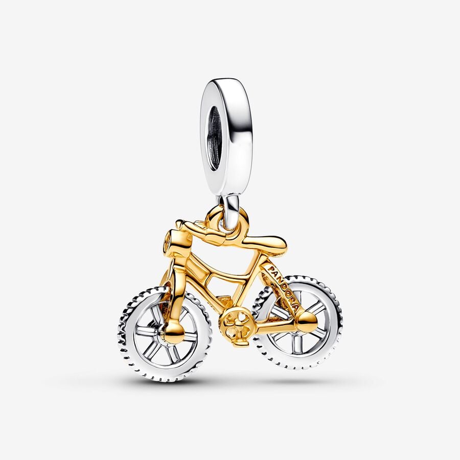 Charm-pendentif deux-tons Bicyclette aux roues tournoyantes image number 0