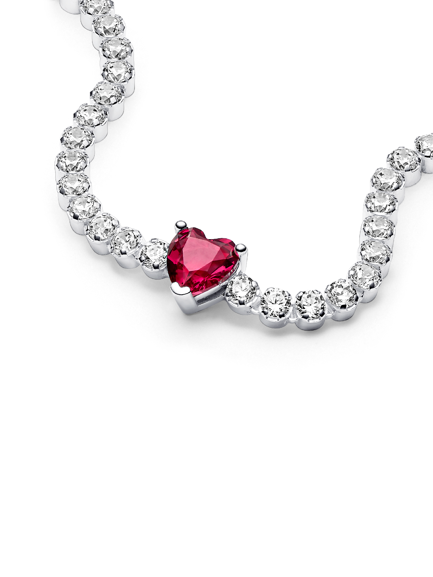 Red Sparkling Heart Tennis Bracelet | Sterling silver | Pandora Canada