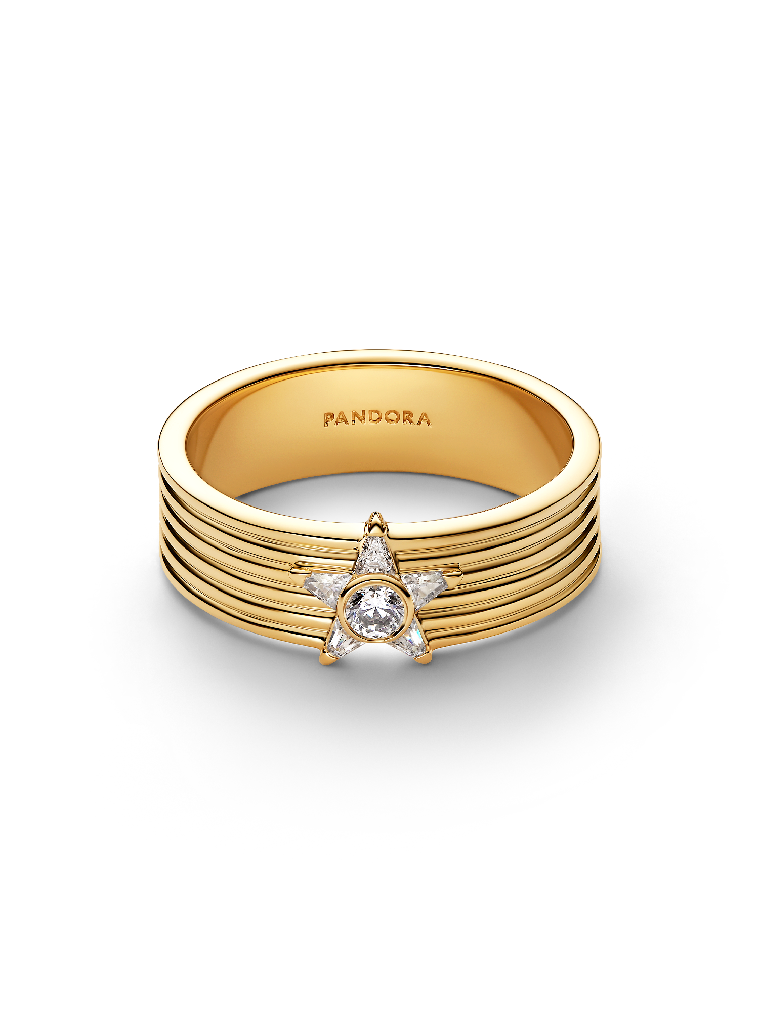 Sparkling Shooting Star Wide Band Ring