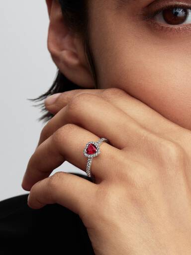 Bague Cœur surélevé rose fuchsia