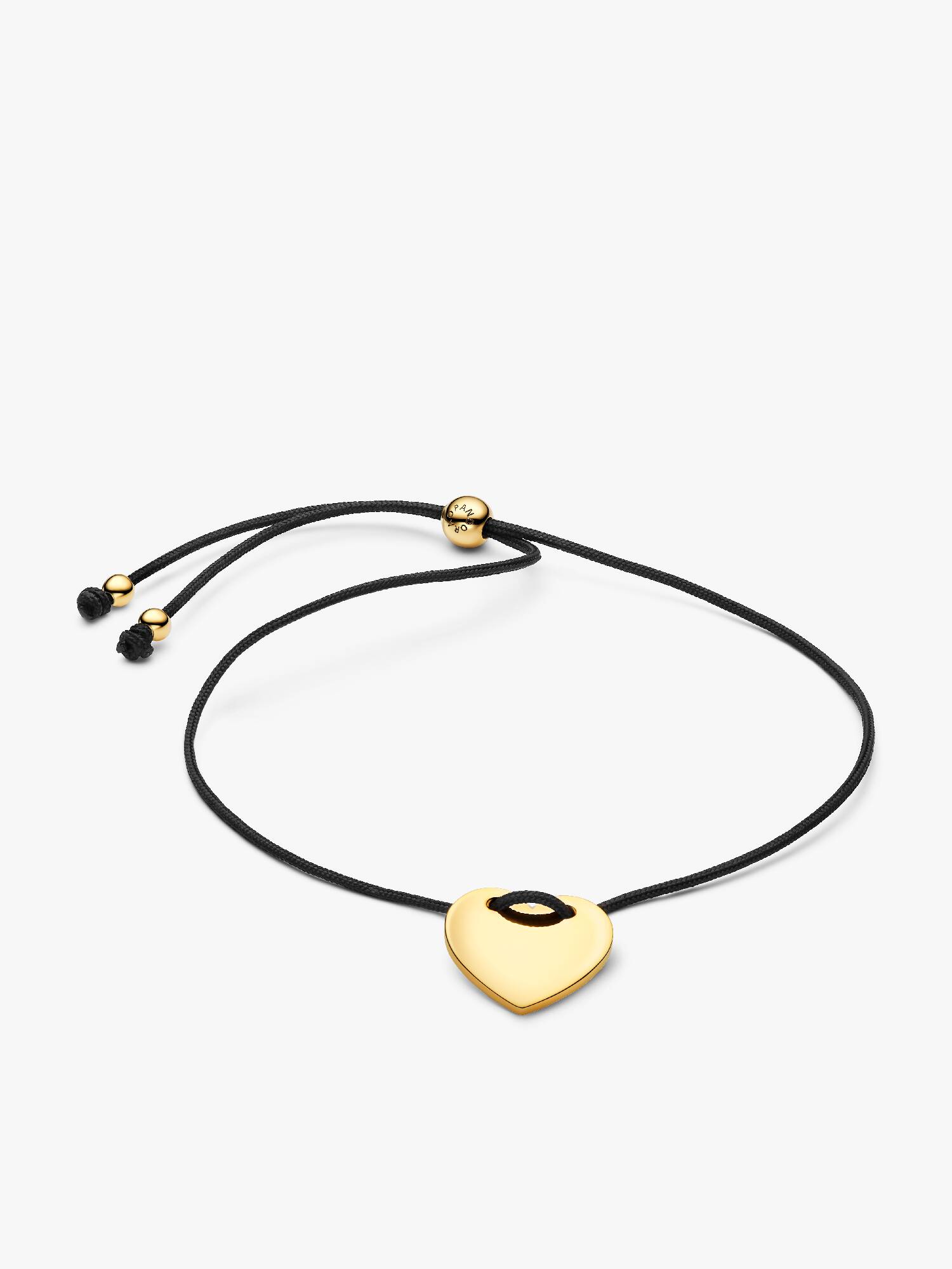 Engravable Heart Black Cord Slider Bracelet