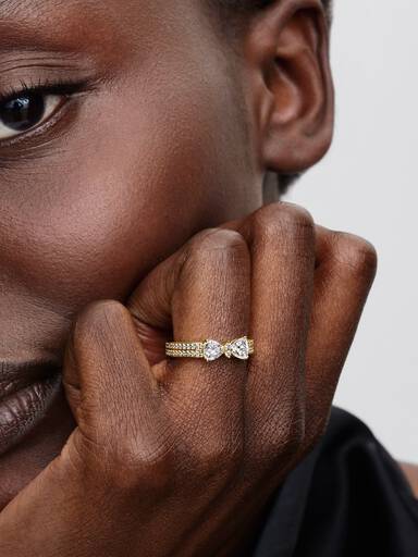 Bague Boucle scintillante à double rangée