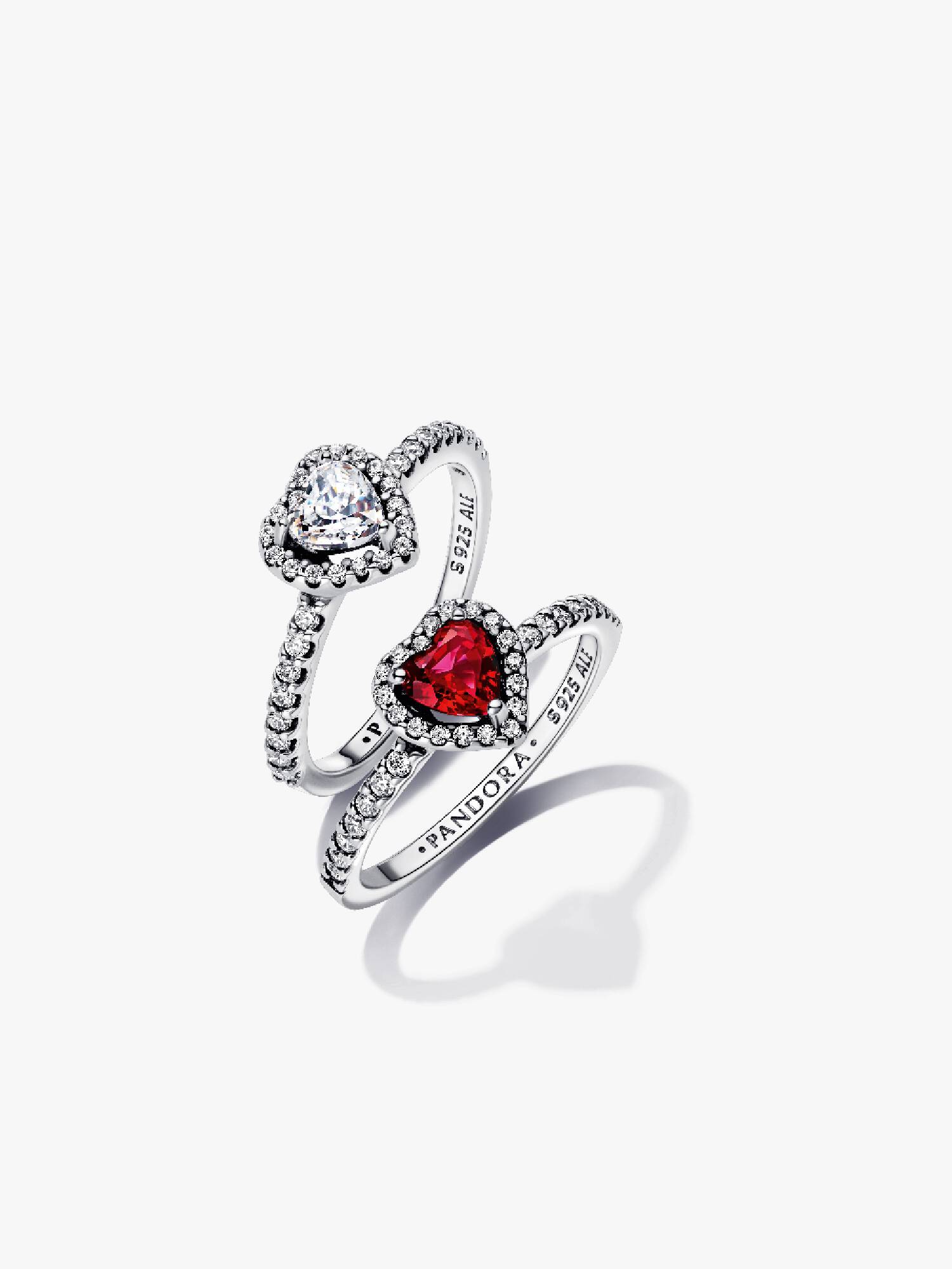 Elevated Heart Ring Set