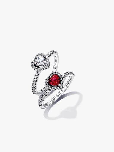 Elevated Heart Ring Set