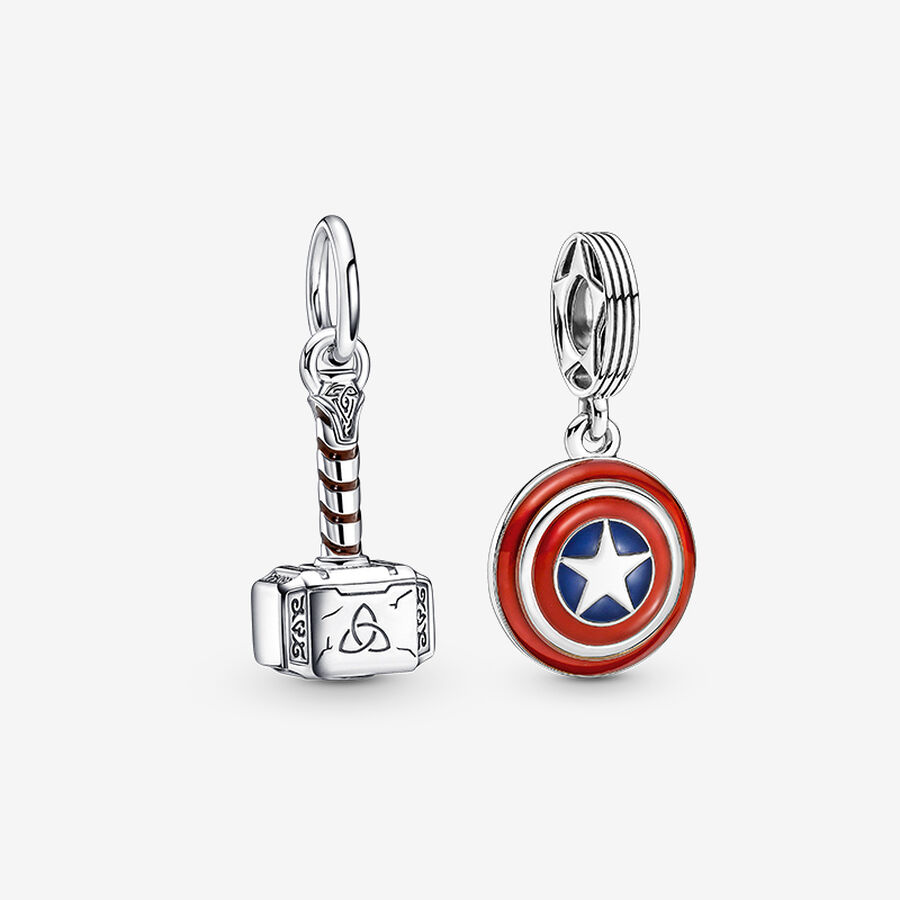 Marvel Thor's Hammer and Captain America Shield Charm Duo image number 0