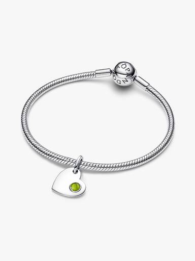Charm-pendentif gravable Cœur avec pierre vert printemps d’août
